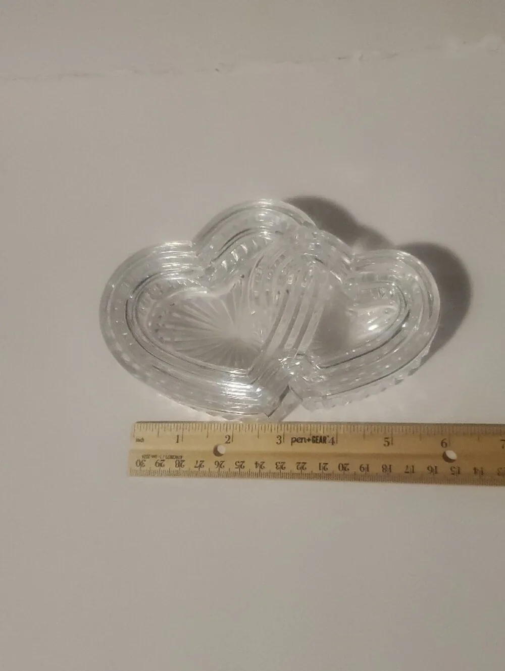 Vtg Teleflora Crystal Double Heart Shaped 24% Lead Crystal Trinket Box